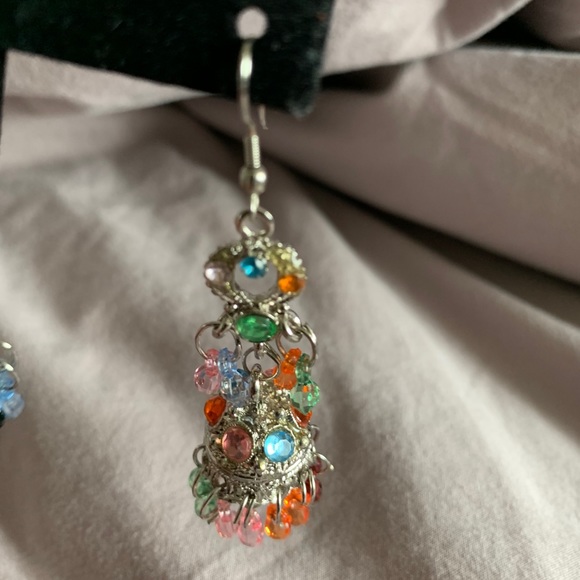 Multi color jhumki earrings - Picture 2 of 3